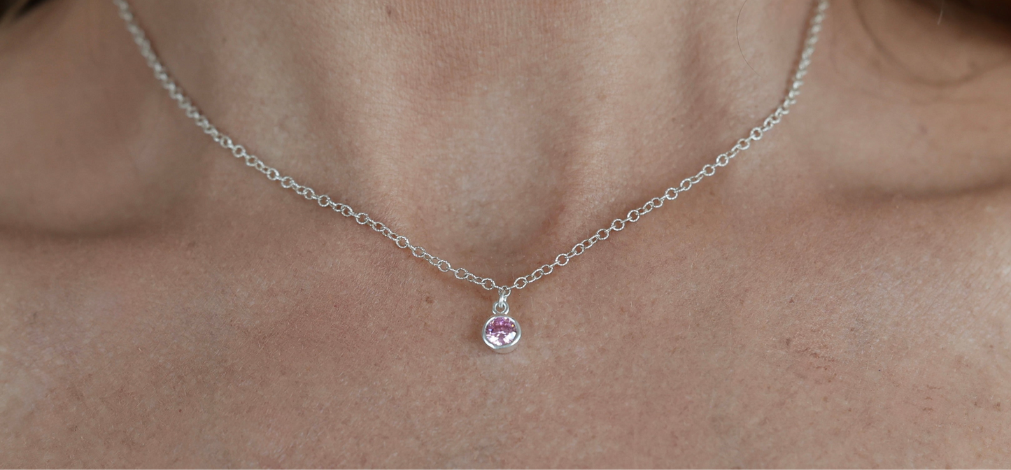 The Silver Birthstone Pendant Necklace October