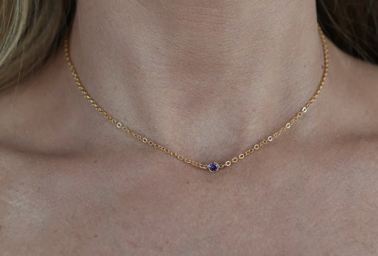 The Gold Birthstone Necklace February