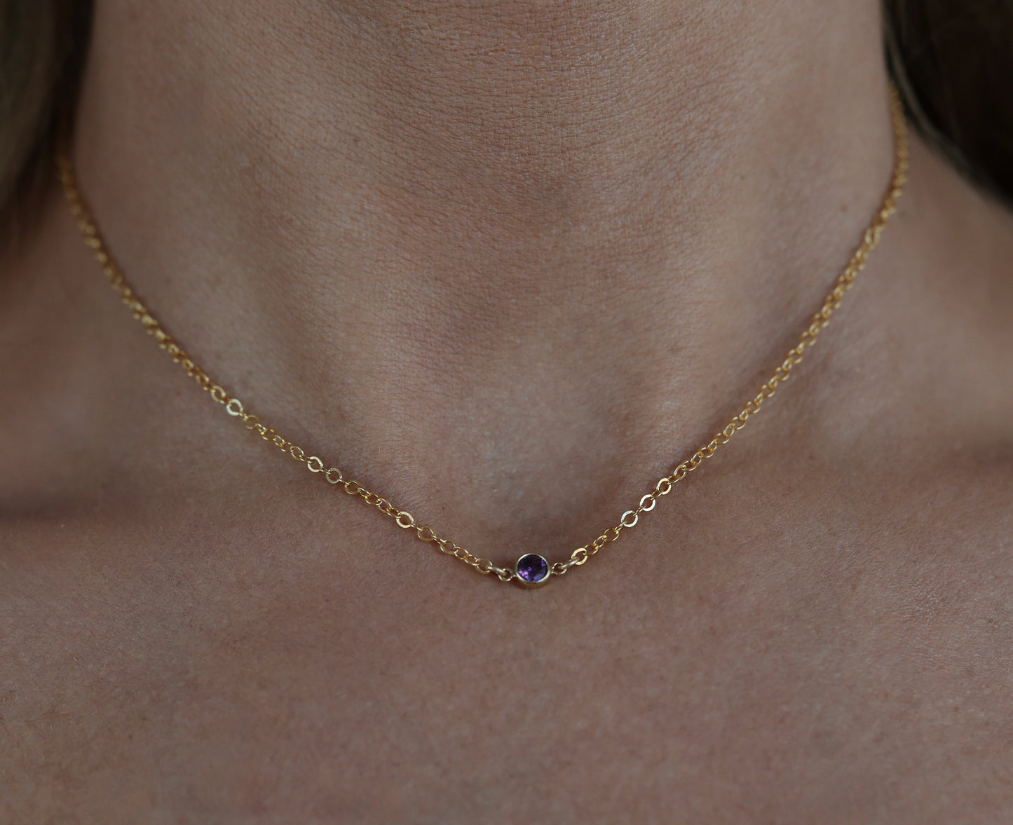 The Gold Birthstone Necklace February