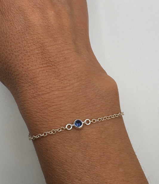 The Silver Birthstone Bracelet September