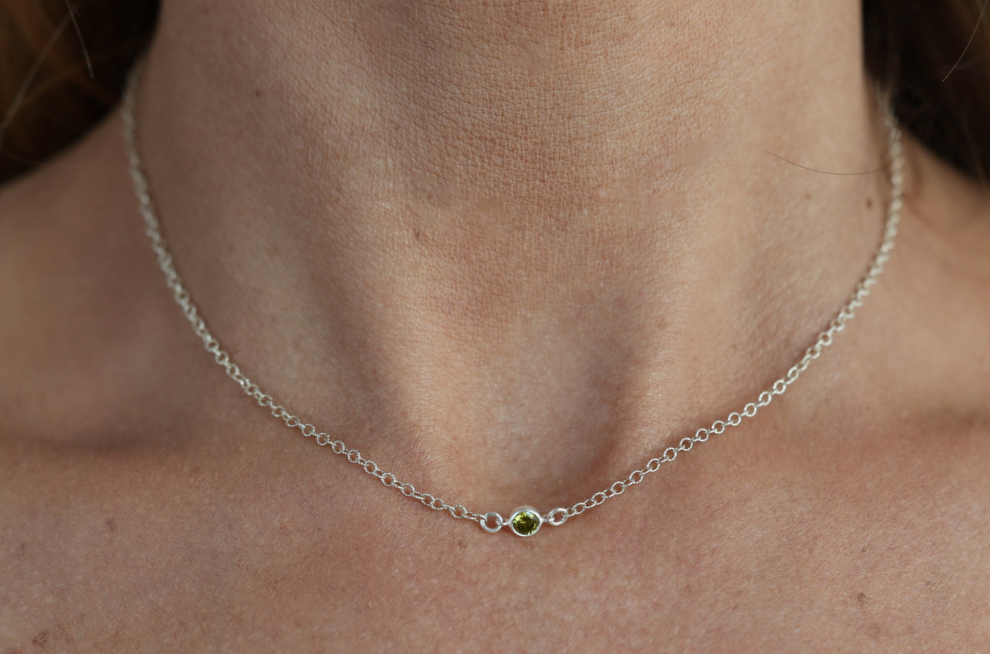 The Silver Birthstone Necklace August