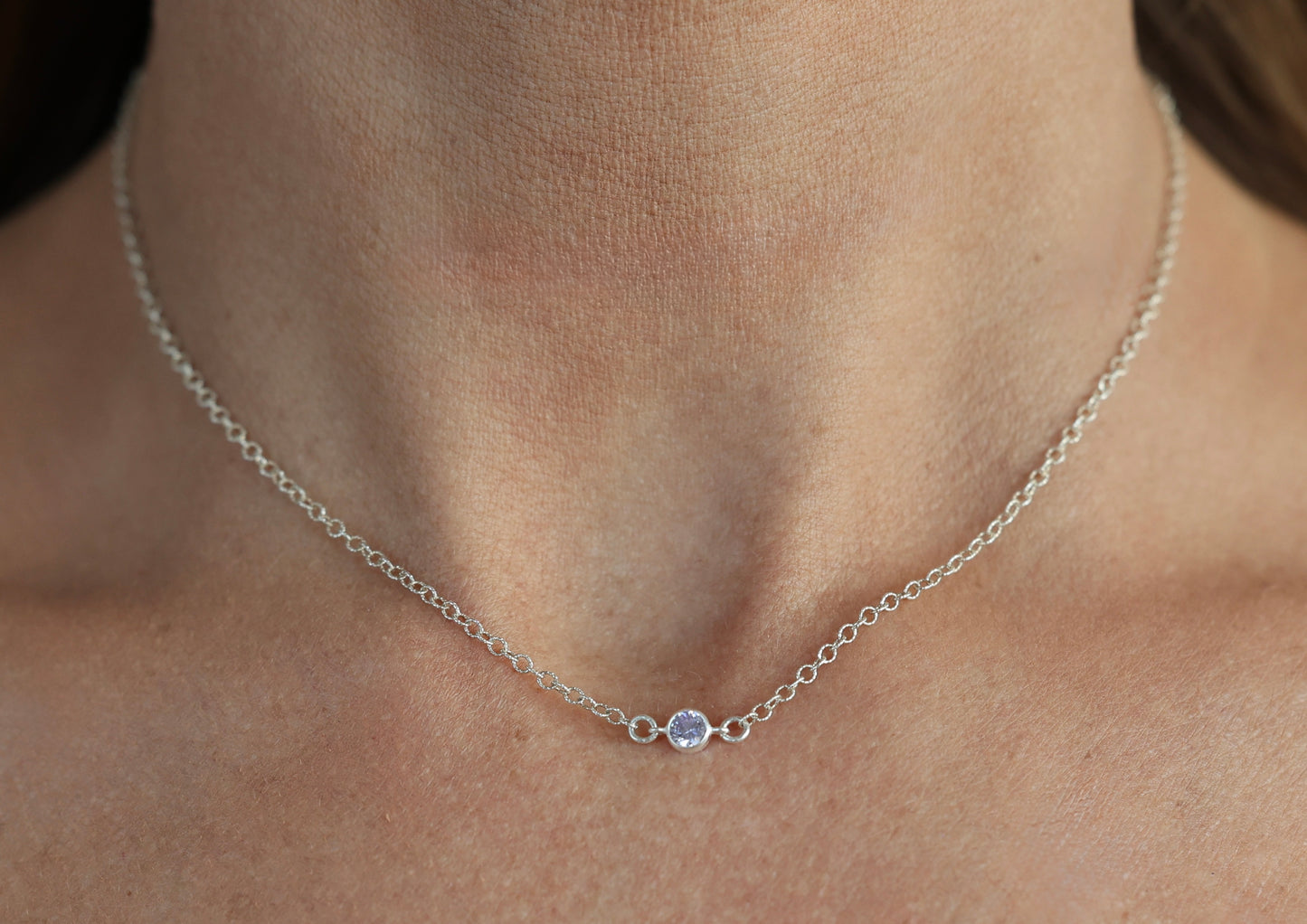 The Silver Birthstone Necklace February