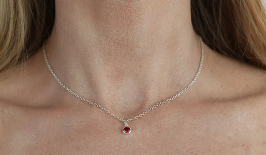 The Silver Birthstone Pendant Necklace July