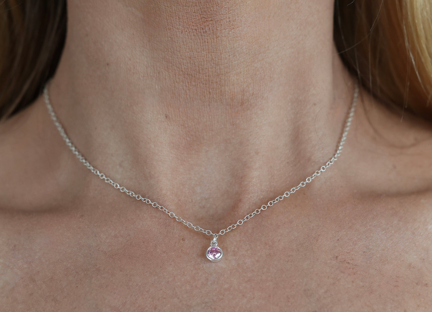 The Silver Birthstone Pendant Necklace October