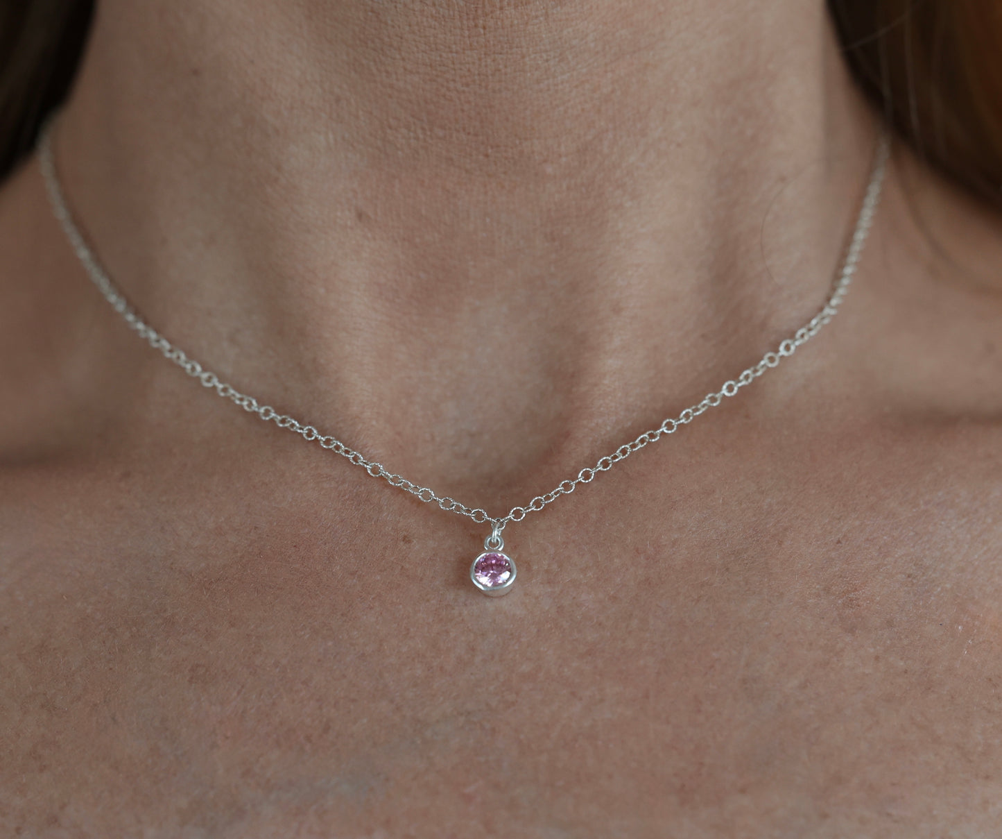 The Silver Birthstone Pendant Necklace October
