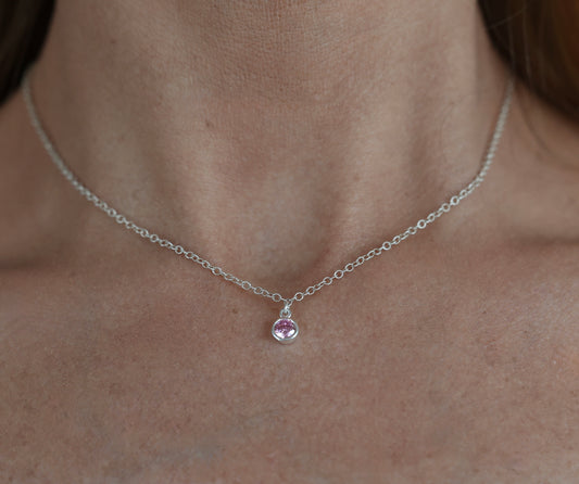 The Silver Birthstone Pendant Necklace October