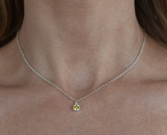 The Silver Birthstone Pendant Necklace November