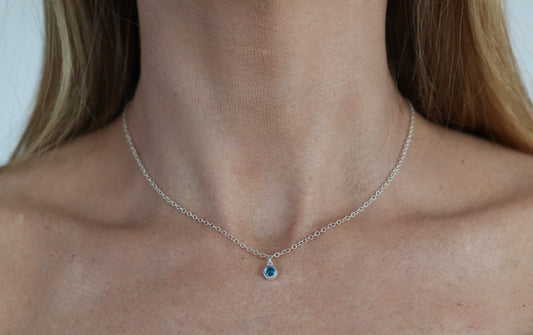 The Silver Birthstone Pendant Necklace December