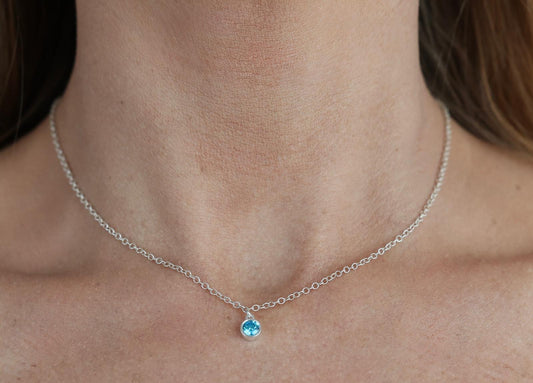 The Silver Birthstone Pendant Necklace March