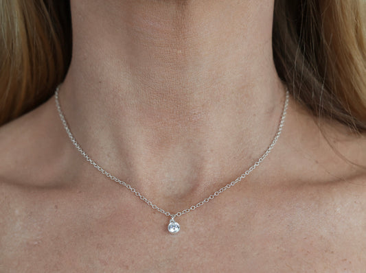 The Silver Birthstone Pendant Necklace April