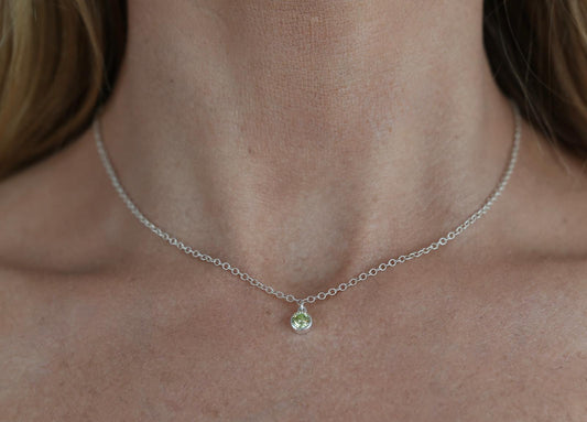 The Silver Birthstone Pendant Necklace August