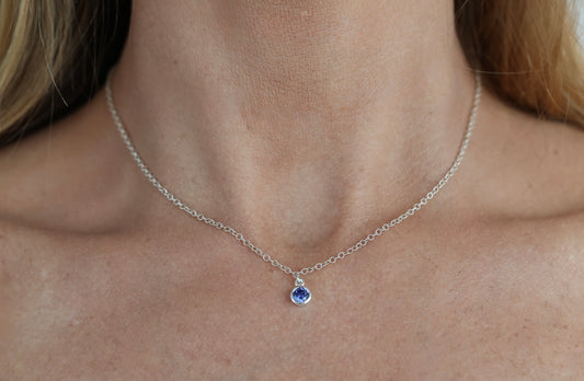 The Silver Birthstone Pendant Necklace September