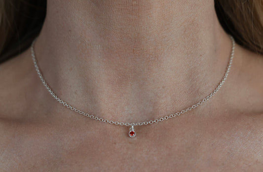 The Silver Birthstone Small Pendant Necklace January