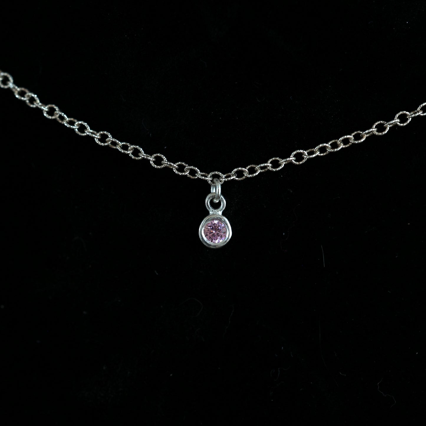 The Silver Birthstone Small Pendant Necklace October