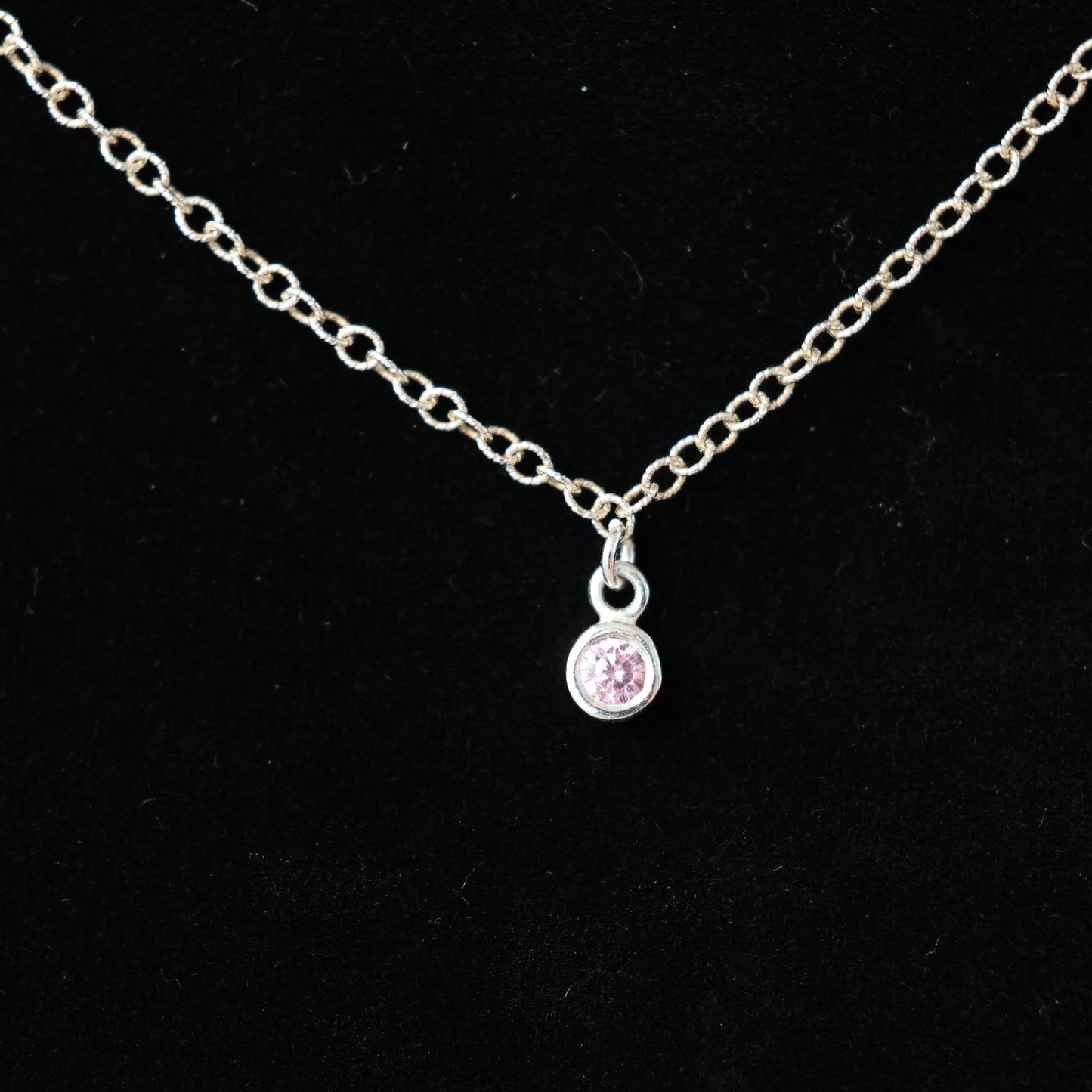 The Silver Birthstone Small Pendant Necklace October