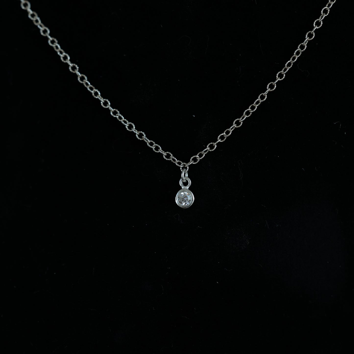 The Silver Birthstone Small Pendant Necklace April