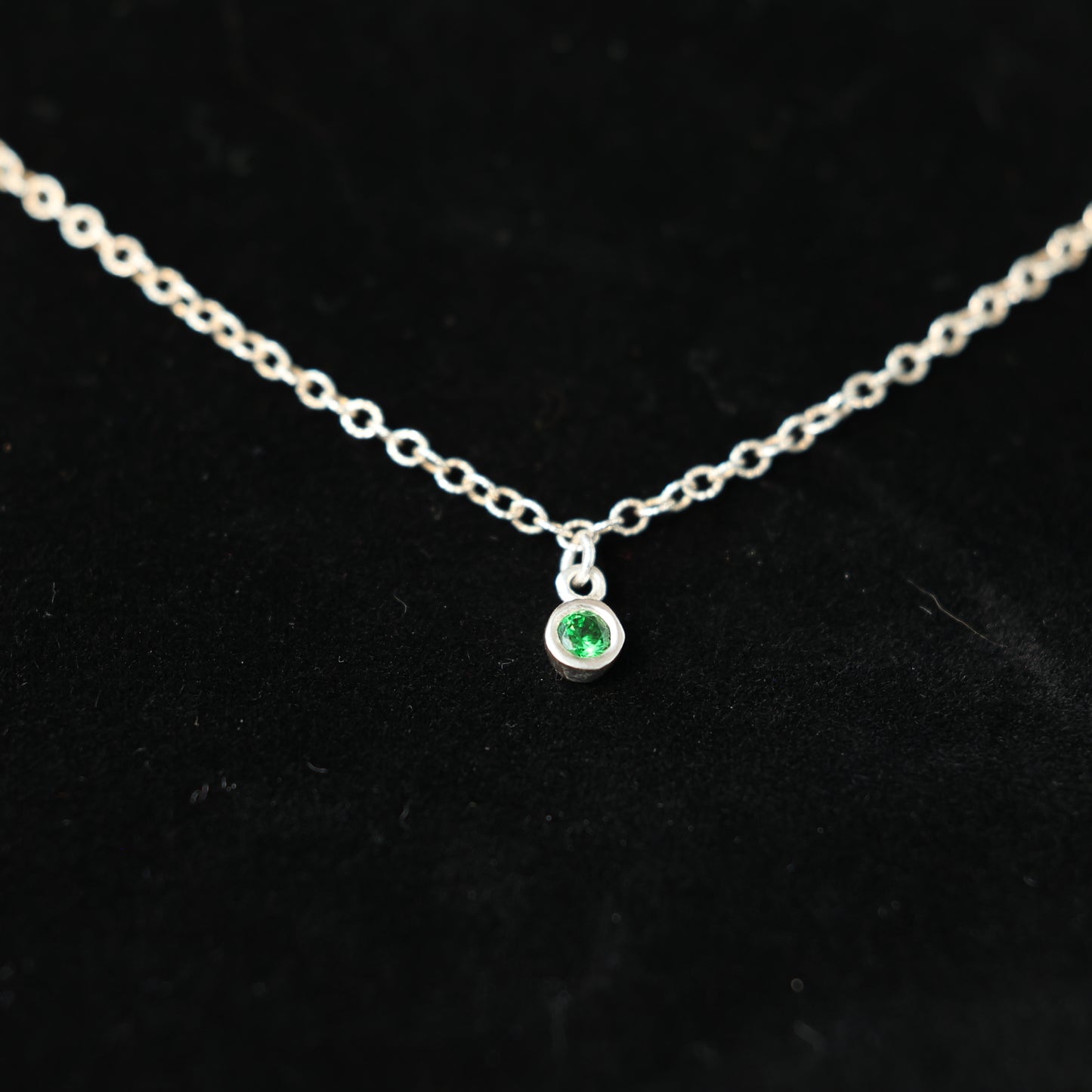 The Silver Birthstone Small Pendant Necklace May