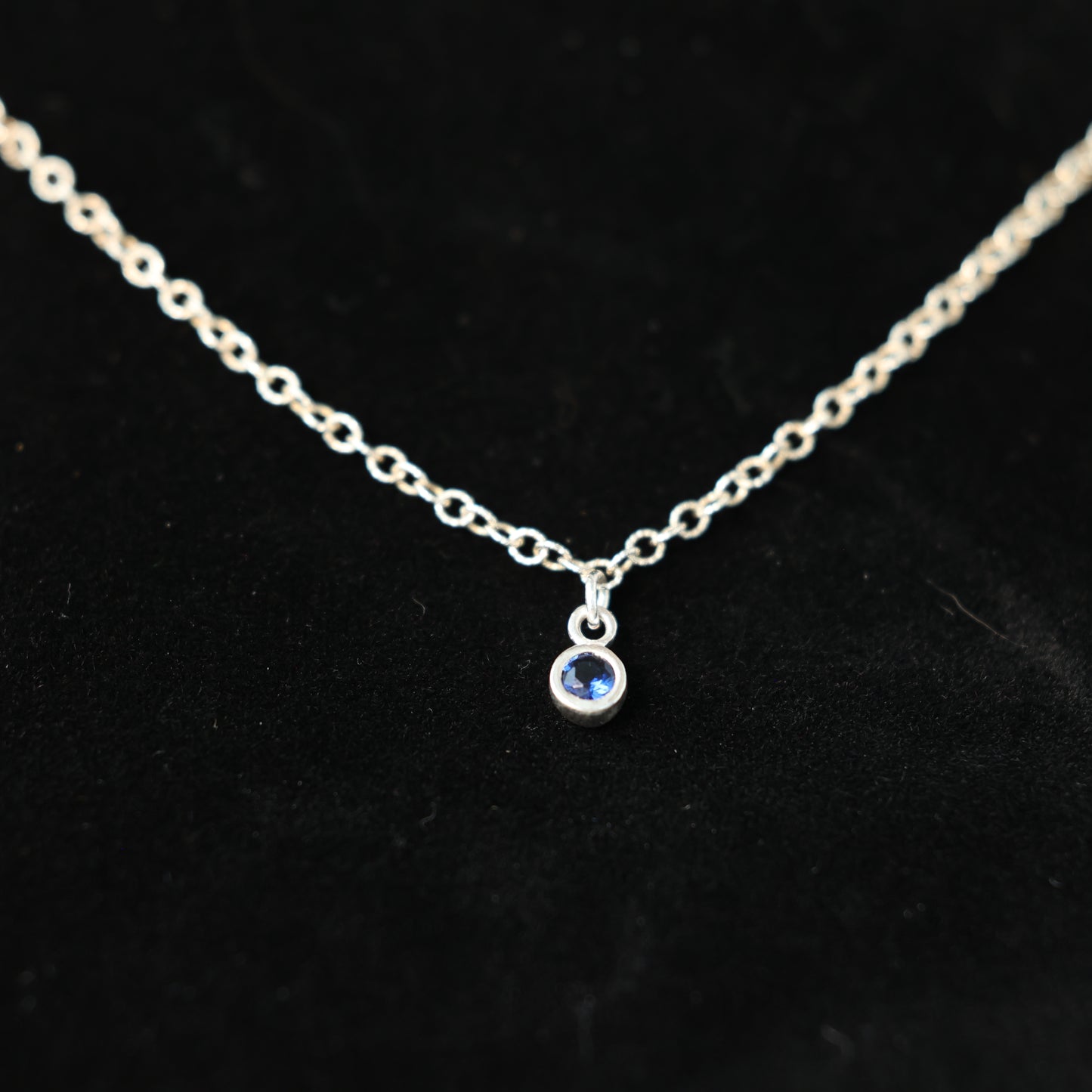 The Silver Birthstone Small Pendant Necklace September