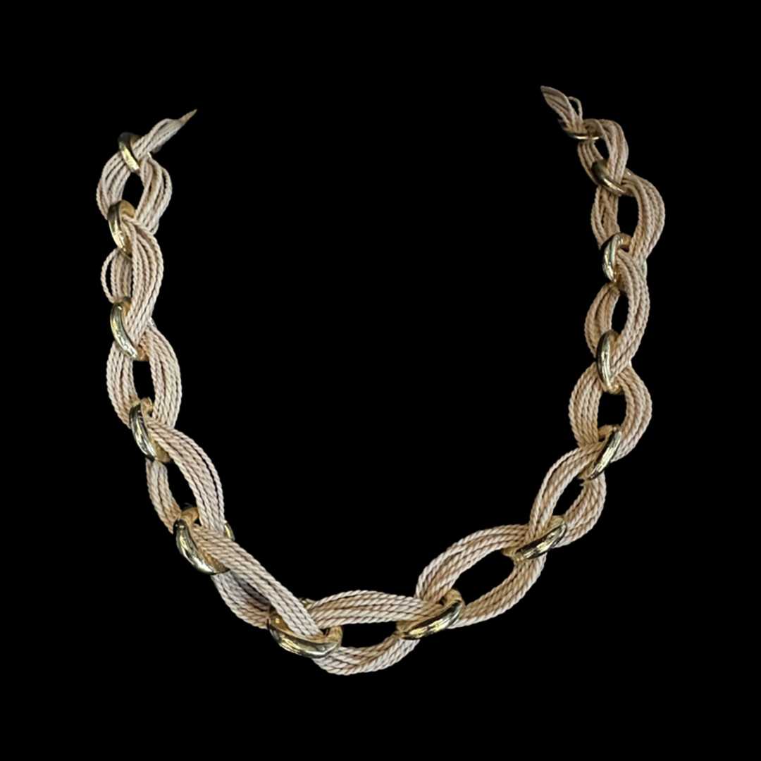 The Twelve Layers Necklace handcrafted from Buriti Fiber and gold plated findings