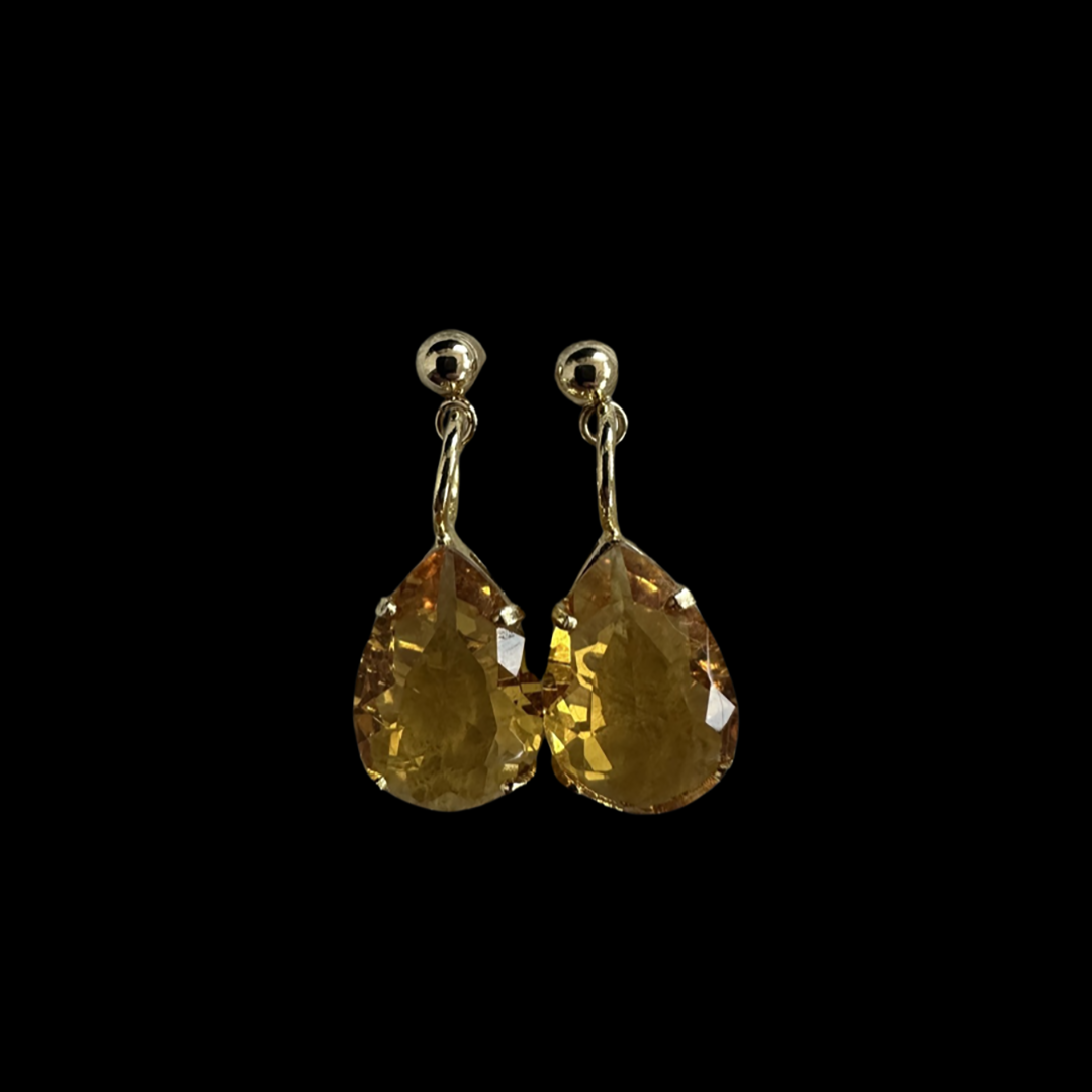 Yellow Crystal Drop Earrings with Gold-Plated Findings