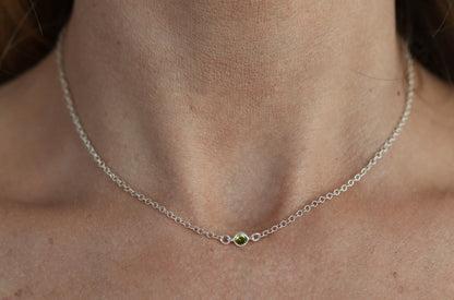 The Silver Birthstone Necklace August