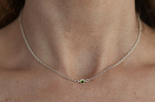 The Silver Birthstone Necklace August