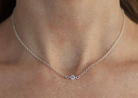 The Silver Birthstone Necklace February