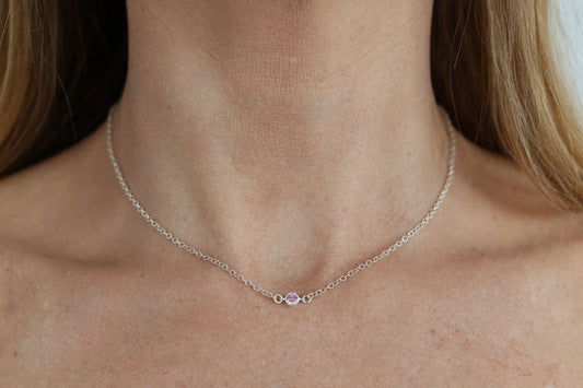 The Silver Birthstone Necklace June