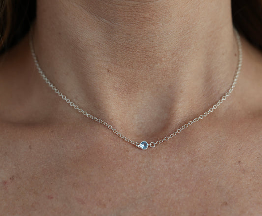 The Silver Birthstone Necklace March