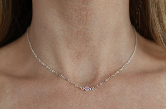 The Silver Birthstone Necklace October