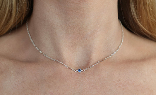 The Silver Birthstone Necklace September