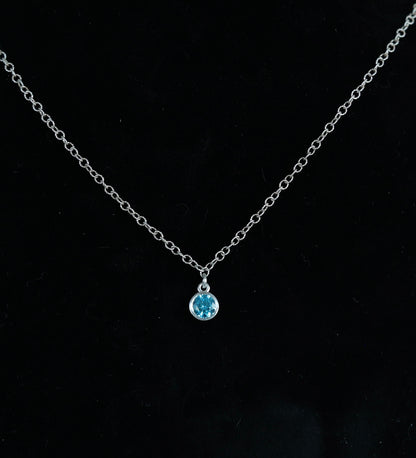 The Silver Birthstone Pendant Necklace March