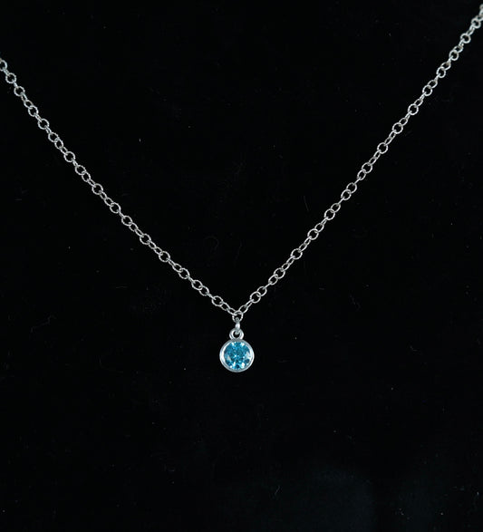 The Silver Birthstone Pendant Necklace March