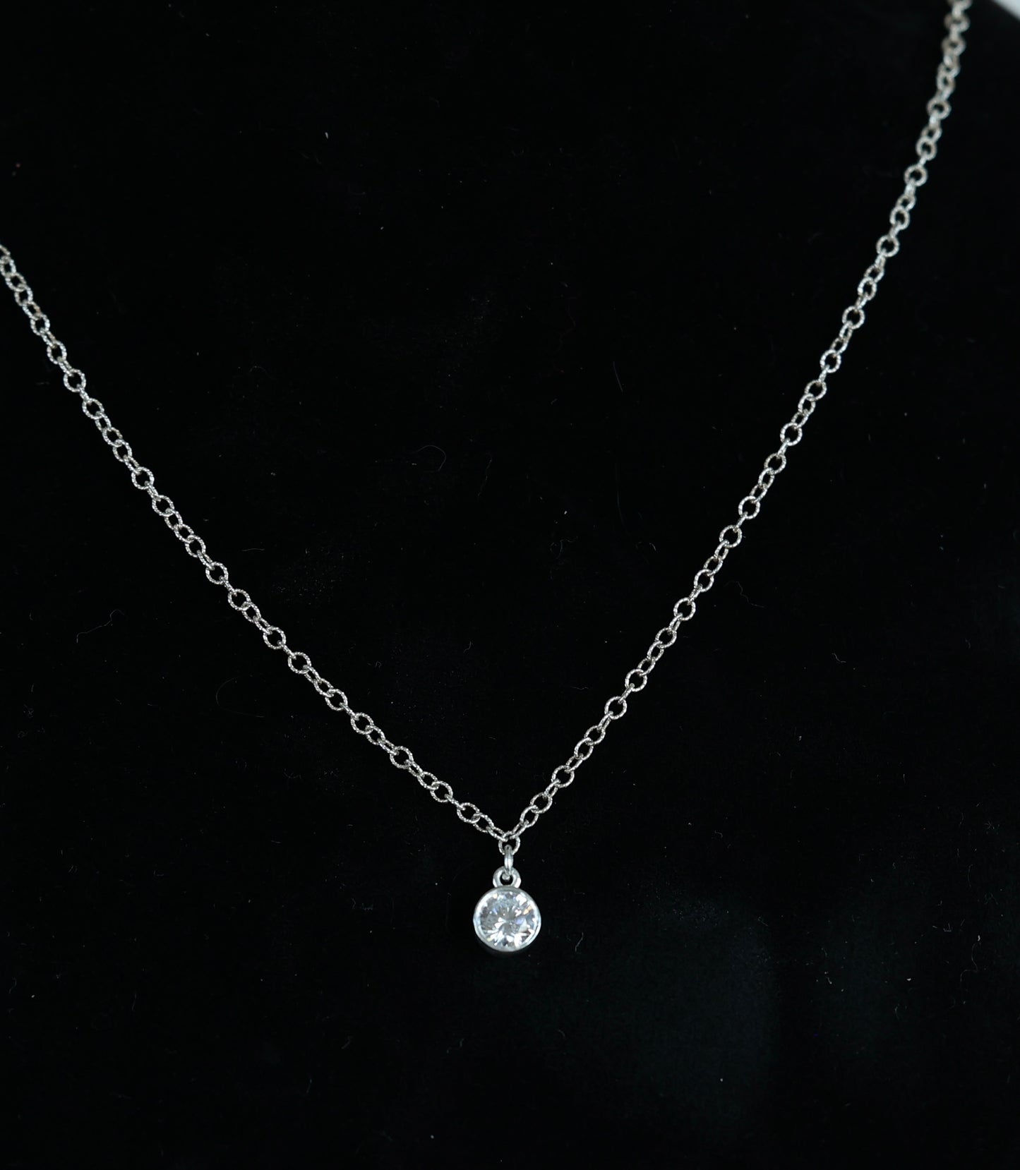 The Silver Birthstone Pendant Necklace April