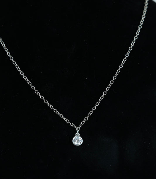 The Silver Birthstone Pendant Necklace April