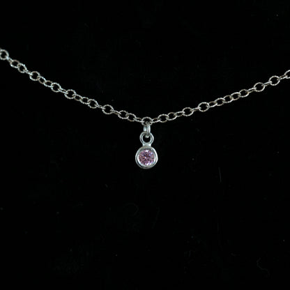 The Silver Birthstone Small Pendant Necklace October