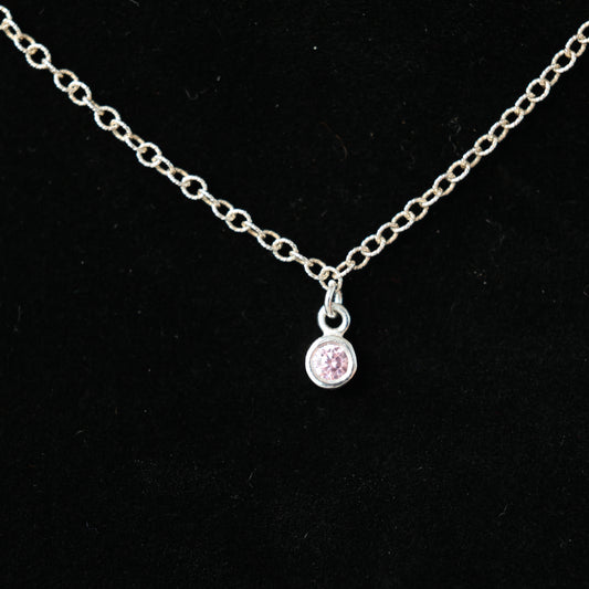 The Silver Birthstone Small Pendant Necklace October