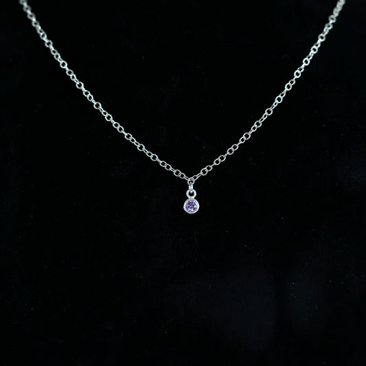 The Silver Birthstone Small Pendant Necklace February
