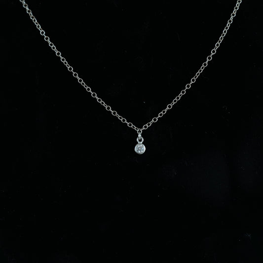 The Silver Birthstone Small Pendant Necklace April