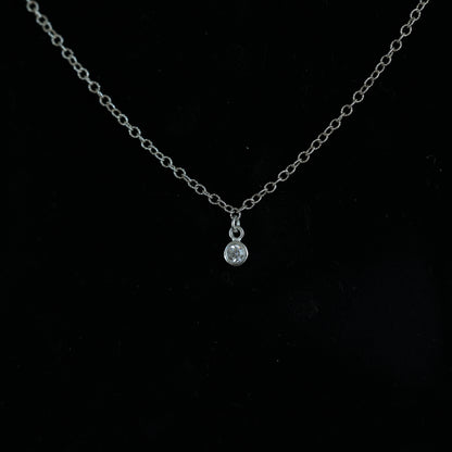 The Silver Birthstone Small Pendant Necklace April