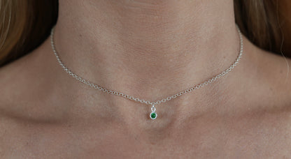 The Silver Birthstone Small Pendant Necklace May