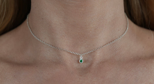 The Silver Birthstone Small Pendant Necklace May