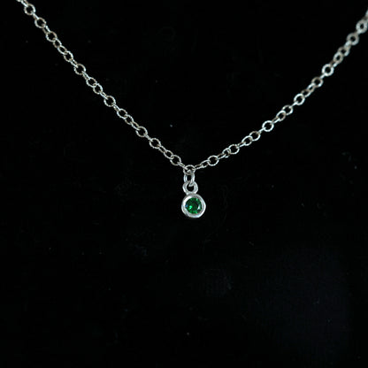 The Silver Birthstone Small Pendant Necklace May