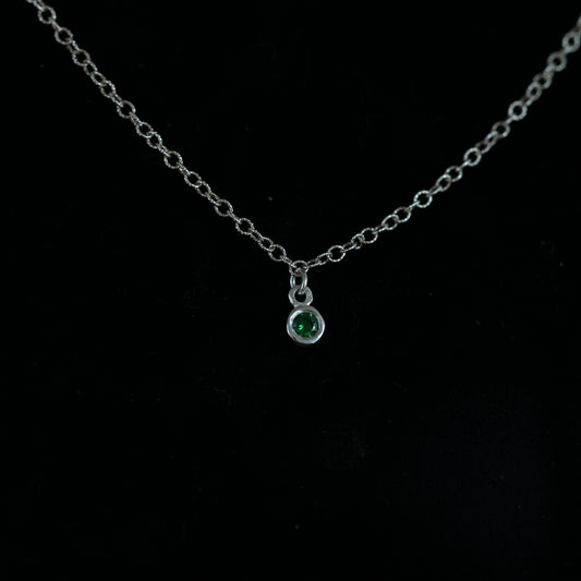 The Silver Birthstone Small Pendant Necklace May