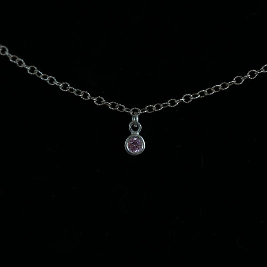 The Silver Birthstone Small Pendant Necklace June