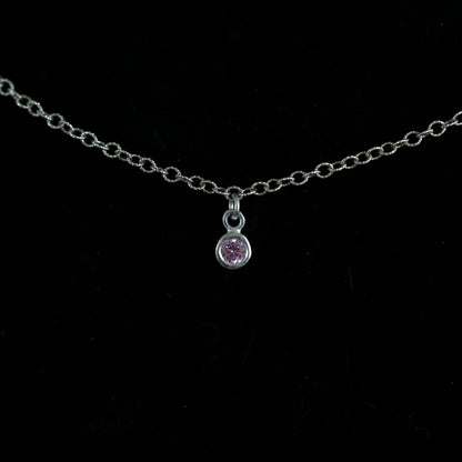 The Silver Birthstone Small Pendant Necklace June