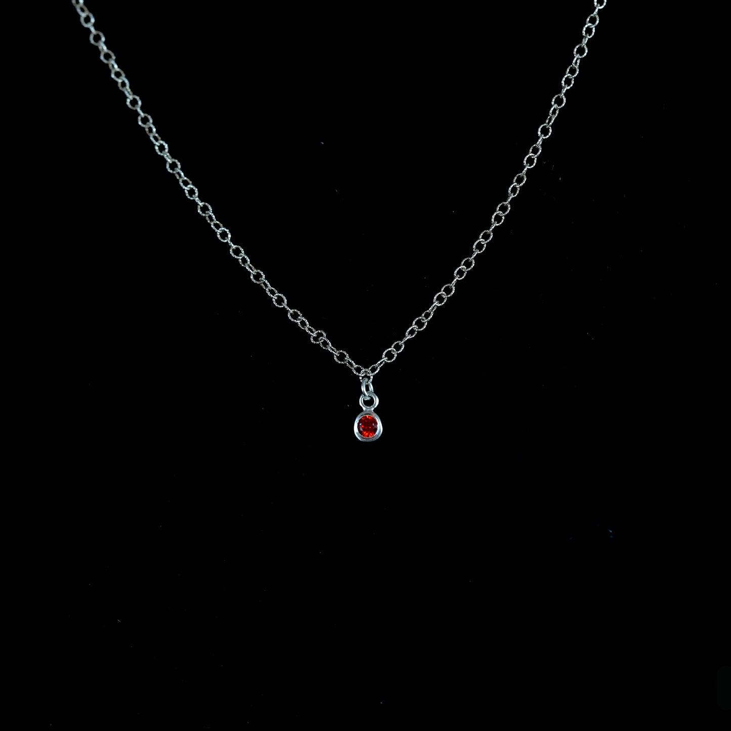 The Silver Birthstone Small Pendant Necklace July
