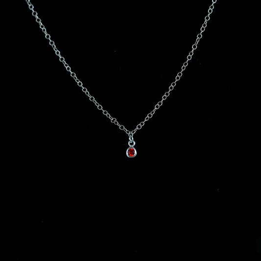The Silver Birthstone Small Pendant Necklace July